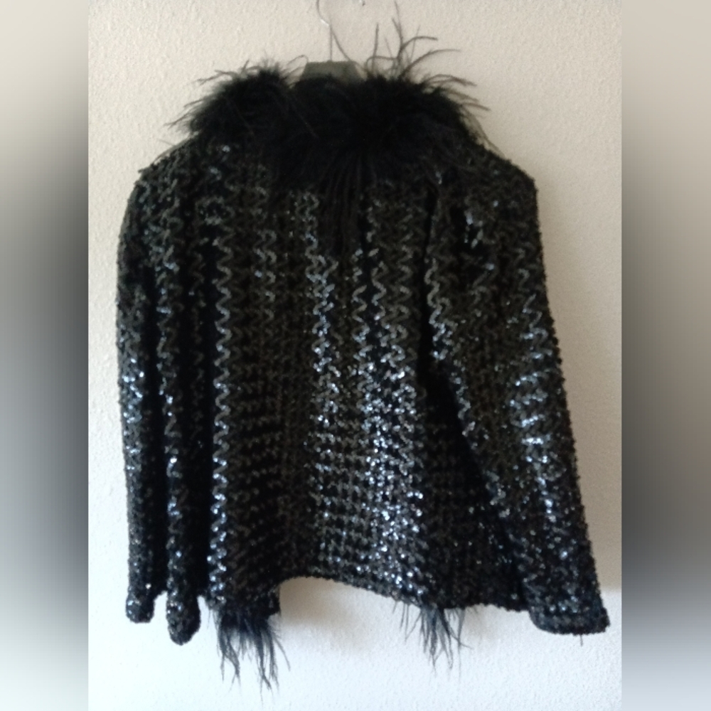 Jacket with sequins and ostrich feathers